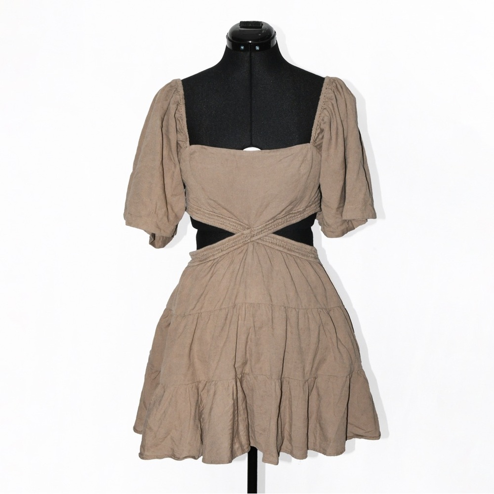 Free People Cutout Cotton Dress Puffy sleeves